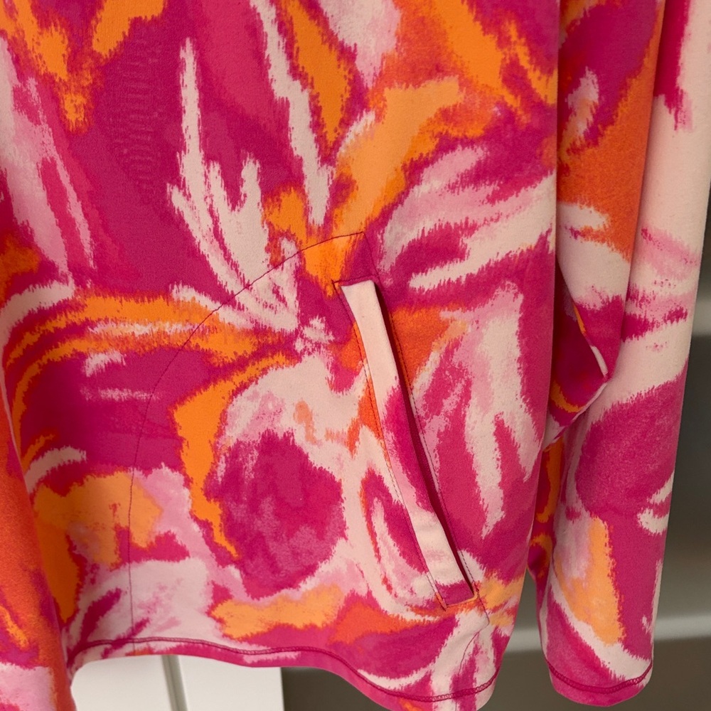 Belle by Kim Gravel Pink and Orange Floral Quarter Zip - L - Picture 3 of 6